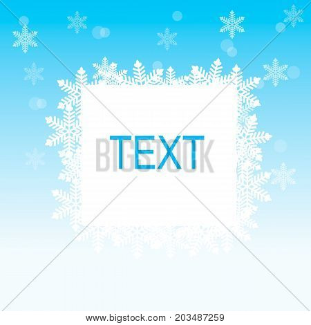 Winter blue background. Empty space for text. Vector work