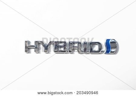 Hybrid Sign On Toyota Prius Car