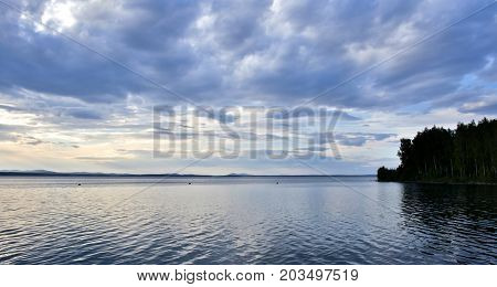Evening Lake In Cloudy Weather