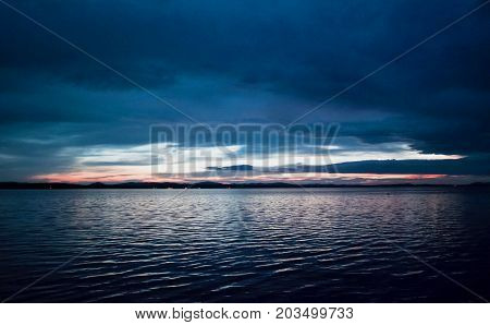 Evening Lake In Cloudy Weather