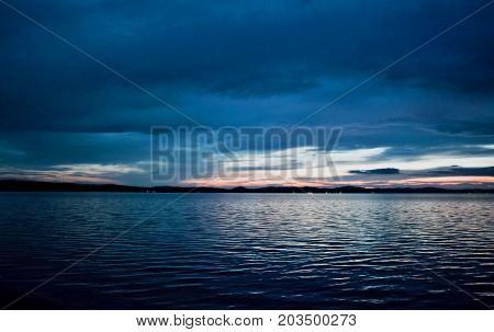 Evening Lake In Cloudy Weather
