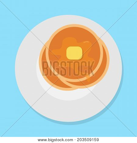 vector illustration of pancakes with honey and butter