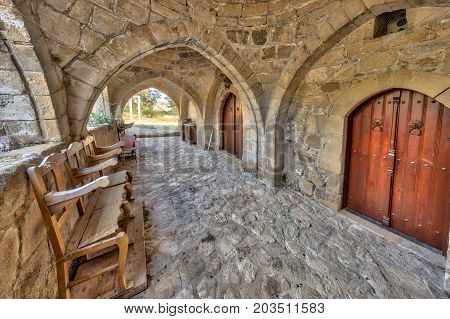Entrance of Greek orthodox Church Paphos region Cyprus