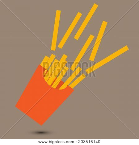 vector illustration of fast food french fries in paper box