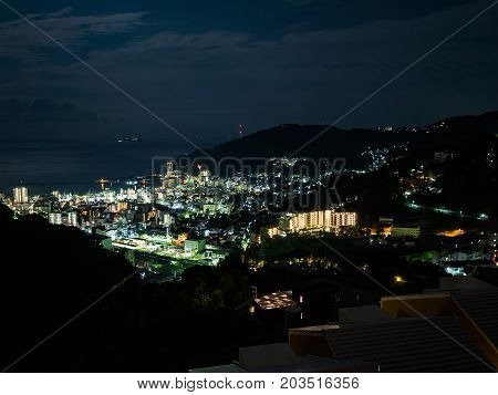 Nightview of Atami City in Shizuoka, Japan.
