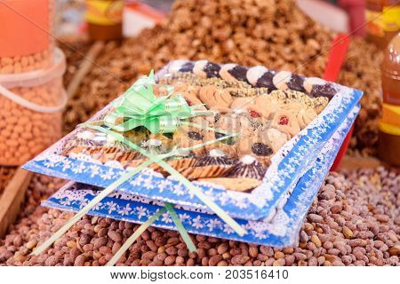 Sweet Cakes On Market In Morocco