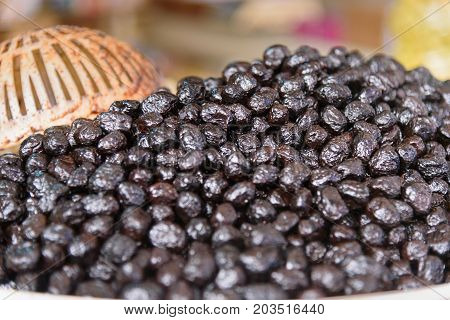 Olives on market in Tiznit. Morocco. Africa