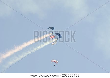 Clacton Essex United Kingdom -25 August 2017: British Army Parachutists at Clacton free airshow
