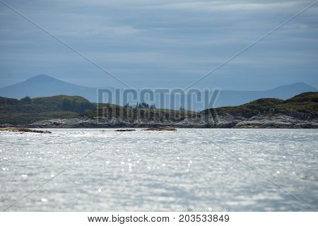 Beautiful view on norwegian fjords. outdoor shot in Norway. copy space.