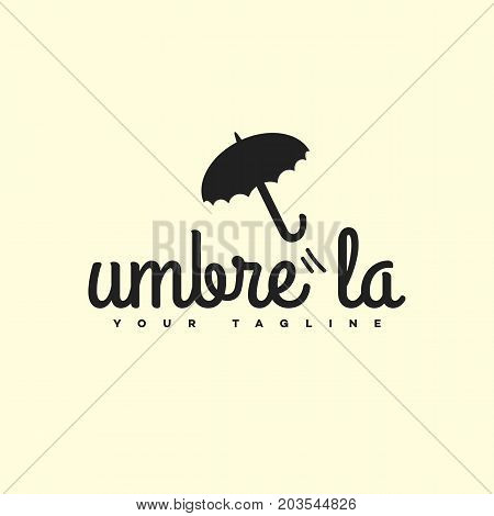 Umbrella logo, label template design. Vector illustration.