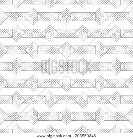 Vector seamless pattern. Modern geometrical texture with regularly repetition rectangle shapes linear rhombuses diamonds triangles. Thin line. Trendy design.