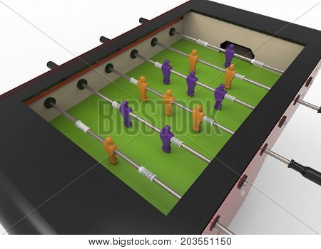 3d illustration of table soccer. white background isolated. icon for game web.