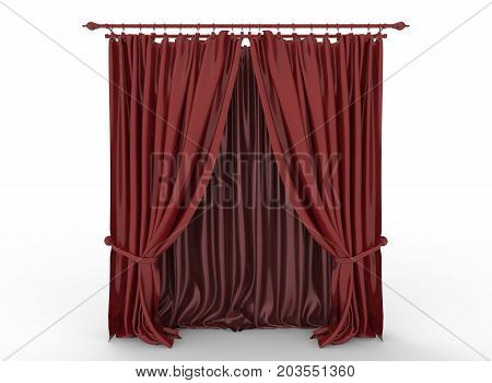 3d illustration of curtain. white background isolated. icon for game web.