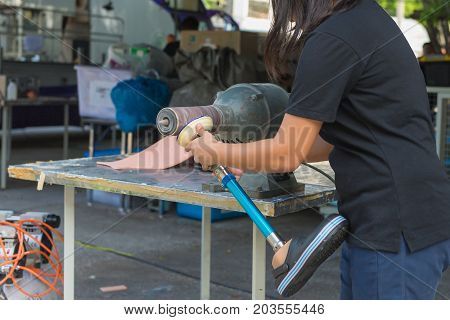 Medical Technician Make A New Aluminium Prostheses Legs For Amputee Patient