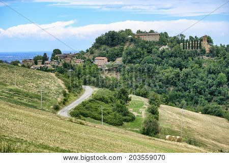 Summer landscape along the road from Maranello to Serramazzoni (Modena Emilia Romagna Italy) at summer