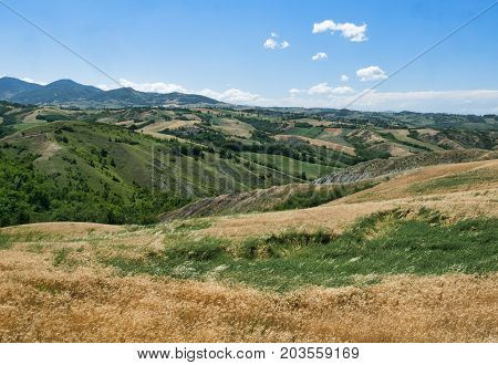 Summer landscape near Rivalta di Lesignano de Bagni (Parma Emilia-Romagna Italy) with the typical rocky inlets