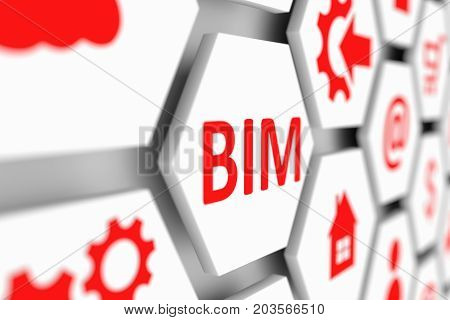 BIM concept cell blurred background 3d illustration