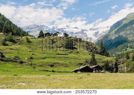 View of Gressoney Valley (Monte Rosa) in Italy