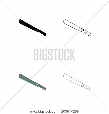 Machete Or Big Knife Black And Grey Set Icon .