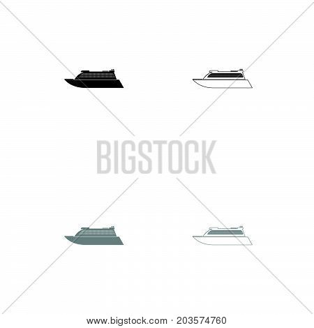 Transatlantic Cruise Liner Black And Grey Set Icon