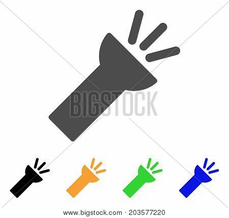 Electric Torch Light icon. Vector illustration style is a flat iconic electric torch light symbol with black, gray, green, blue, yellow color variants. Designed for web and software interfaces.