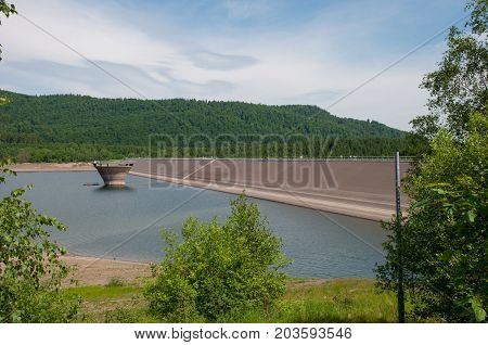 Landscape of Innerste reservoir in Harz in Germany