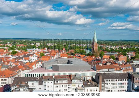 Aerial view of City of Lubeck Germany