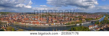 Panoramic view of Wurzburg from Marienberg Fortress Germany