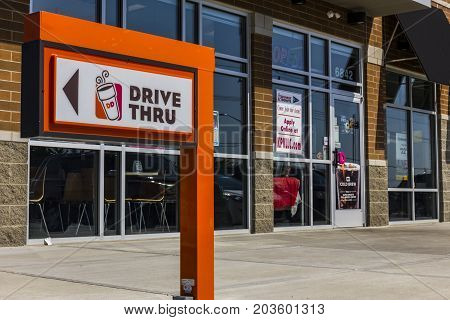 Zionsville - Circa September 2017: Dunkin' Donuts Retail Location. Dunkin' is America's favorite every day all-day stop for coffee and baked goods X