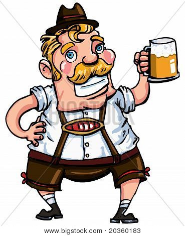 Tegneserie mand iført en Lederhosen