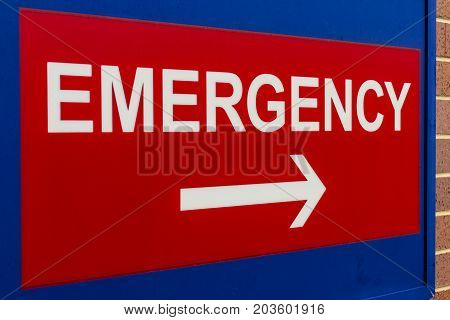 Red Emergency Entrance Sign for a Local Hospital XVIII
