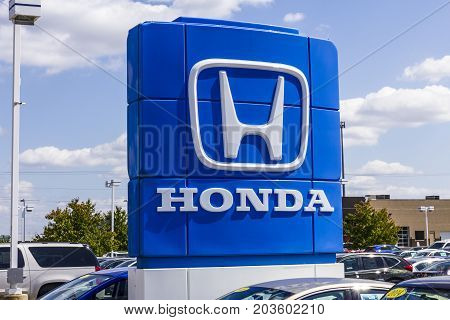 Indianapolis - Circa September 2017: Honda Motor Co. Logo and Sign. Honda Manufactures Among the Most Reliable Cars in the World VII