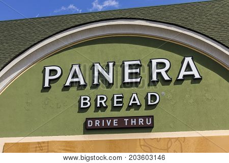 Indianapolis - Circa September 2017: Panera Bread Retail Location. Panera is a Chain of Fast Casual Restaurants Offering Free WiFi XII