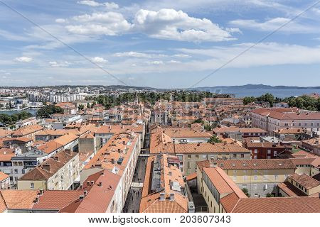 Zadar city from tower. Zadar is famous tourist spot at Adriatic sea coast in Croatia.