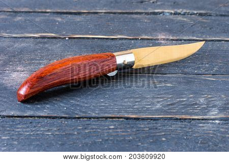The Knife Is Located Diagonally In The Center Of The Frame.