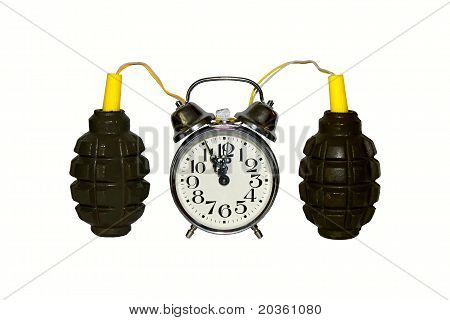 explosieve excitacion alarm clok slagpijpje bom geïsoleerd op wit