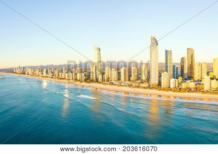 An aerial view of Surfers Paradise on Queensland's Gold Coast