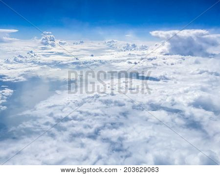 Cloudscape. view from the window of an airplane flying in the clouds