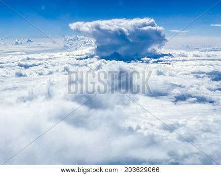 Cloudscape. view from the window of an airplane flying in the clouds