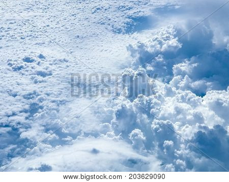 Cloudscape. view from the window of an airplane flying in the clouds