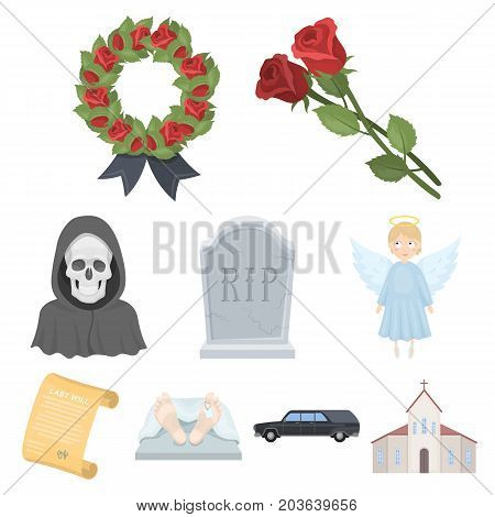 Funeral ceremony, cemetery, coffins, priest.Funeral ceremony icon in set collection on cartoon style vector symbol stock web illustration.