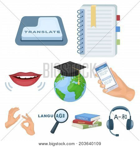 Teaching Chinese in Russia. Translation of the Chinese language.Interpreter ang translator icon in set collection on cartoon style vector symbol stock web illustration.