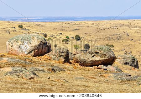 Steep dry and rocky pasture between Angaston and Murray Bridge - SA, Australia