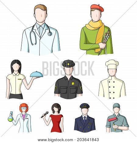 Doctor, worker, military, artist and other types of profession.Profession set collection icons in cartoon style vector symbol stock illustration .