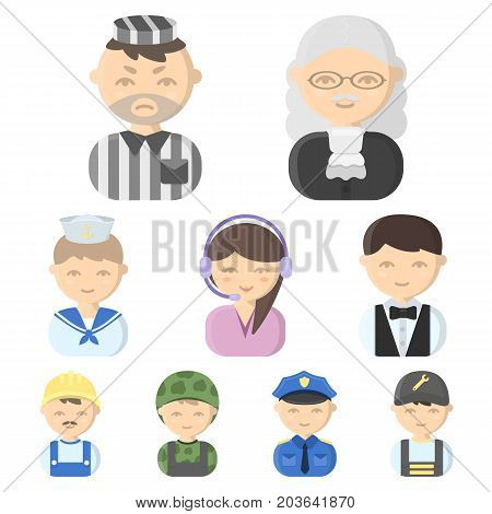 Profession set icons in cartoon style. Big collection of profession vector symbol stock