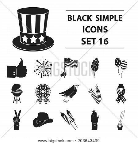 Patriot Day set icons in black style. Big collection Patriot Day vector symbol stock