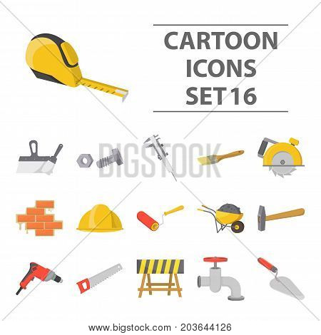Build and repair set icons in cartoon style. Big collection of build and repair vector symbol stock