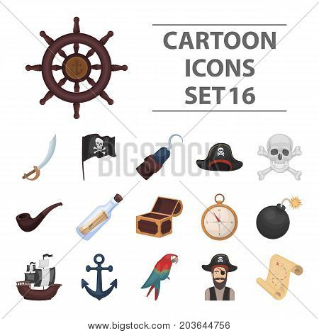 Pirates set icons in cartoon style. Big collection of pirates vector symbol stock