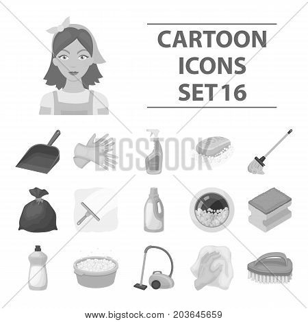 Cleaning set icons in monochrome style. Big collection cleaning vector symbol stock