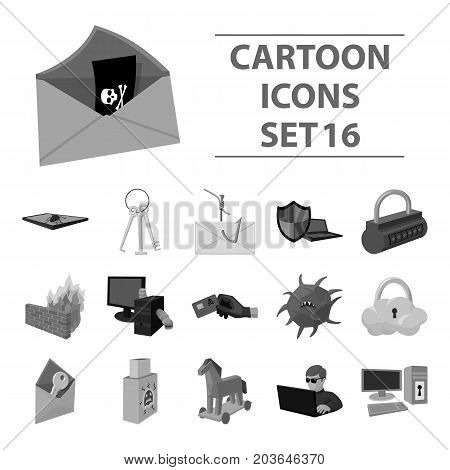 Hackers and hacking set icons in monochrome design. Big collection of hackers and hacking vector symbol stock illustration